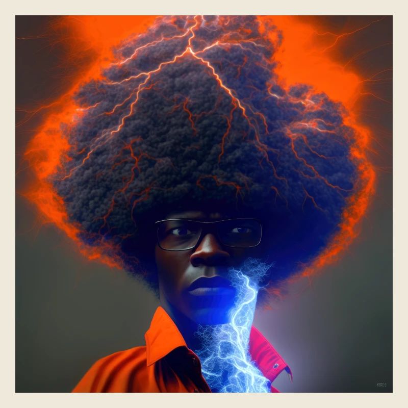 elektrik-Porträt – Afro-Blitz und Blitz