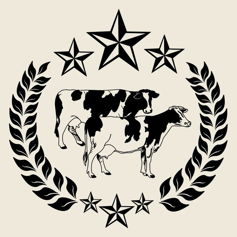 Cows in laurel wreath six stars