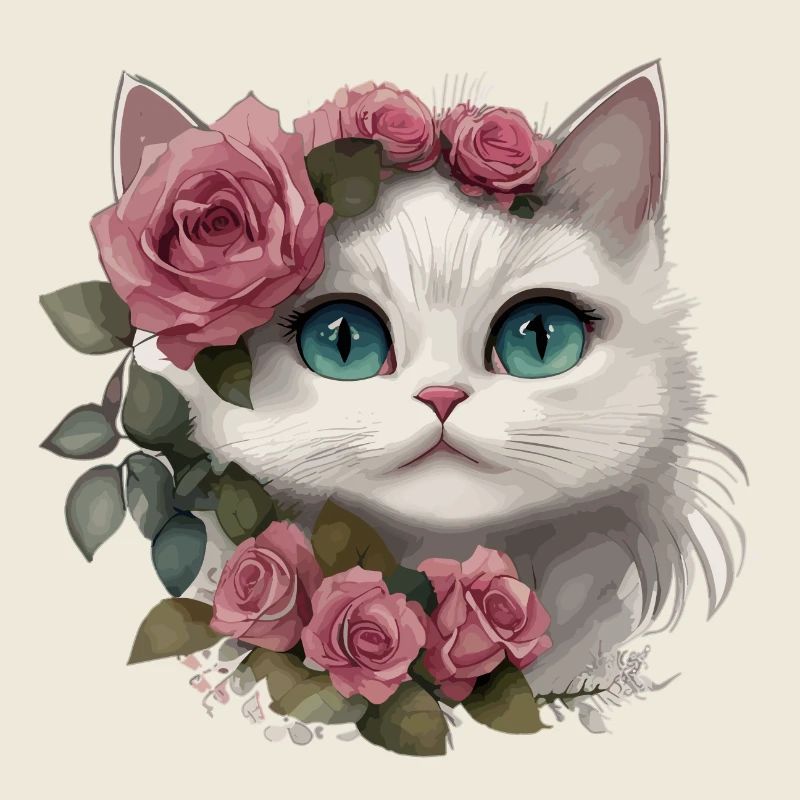 Chat blanc mignon avec de grands yeux