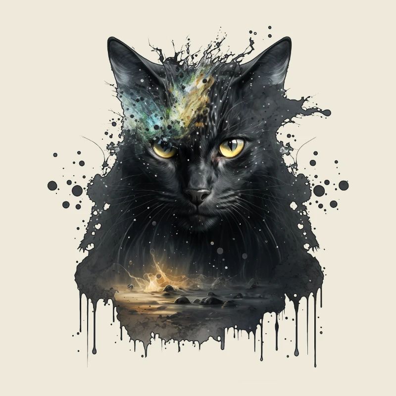 Schwarze Katze im Weltraum Design