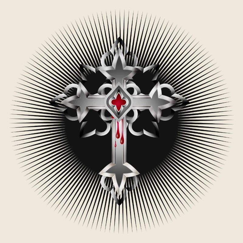 strahlendes Gothic Kreuz aus gotischen Elementen