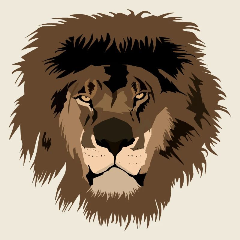 Lion head illustration with wild mane