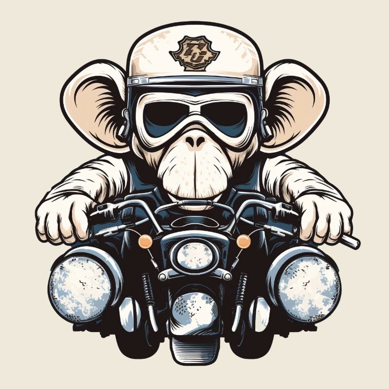 Affe auf Motorrad