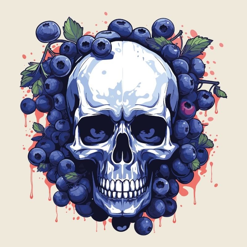 Beeren-Schädelkunst Blau