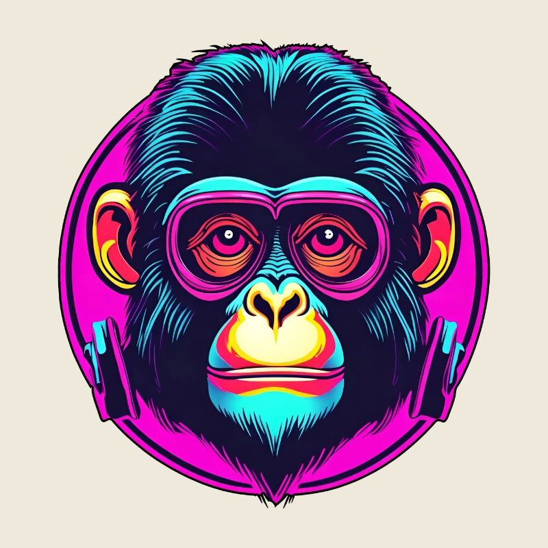 Disco Affe / Neon / Tier / Zoo / Brille / cool