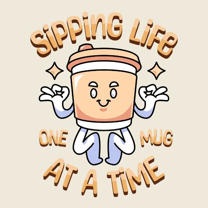 Schlürfen des Lebens Lustiger Kawaii-Kaffee