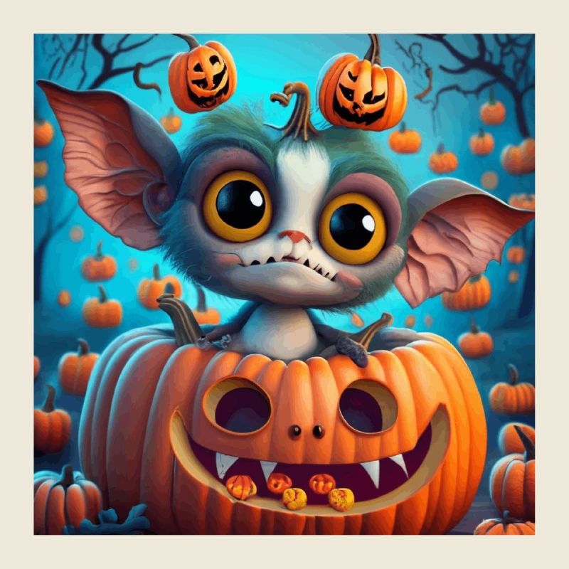 Little Halloween Creature in Pumpkin