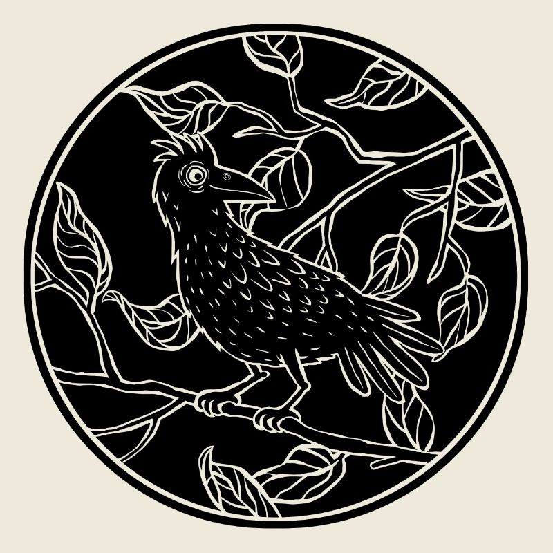 Crow in leaf circle