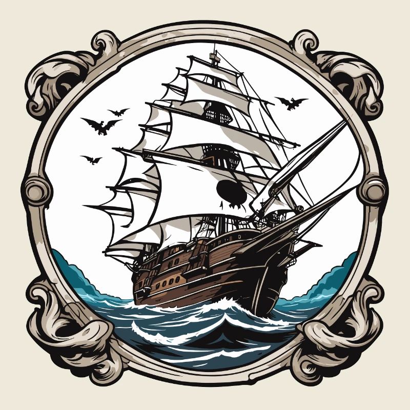 Bateau pirate / Bateau / Mer / Océan / Vagues