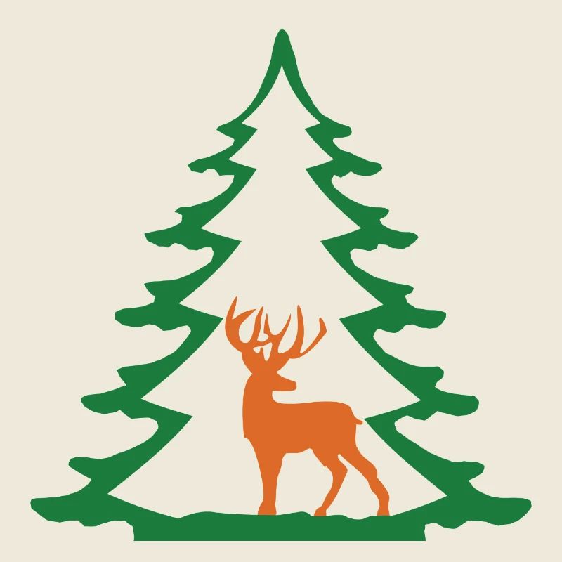 FIR TREE WITH DEER