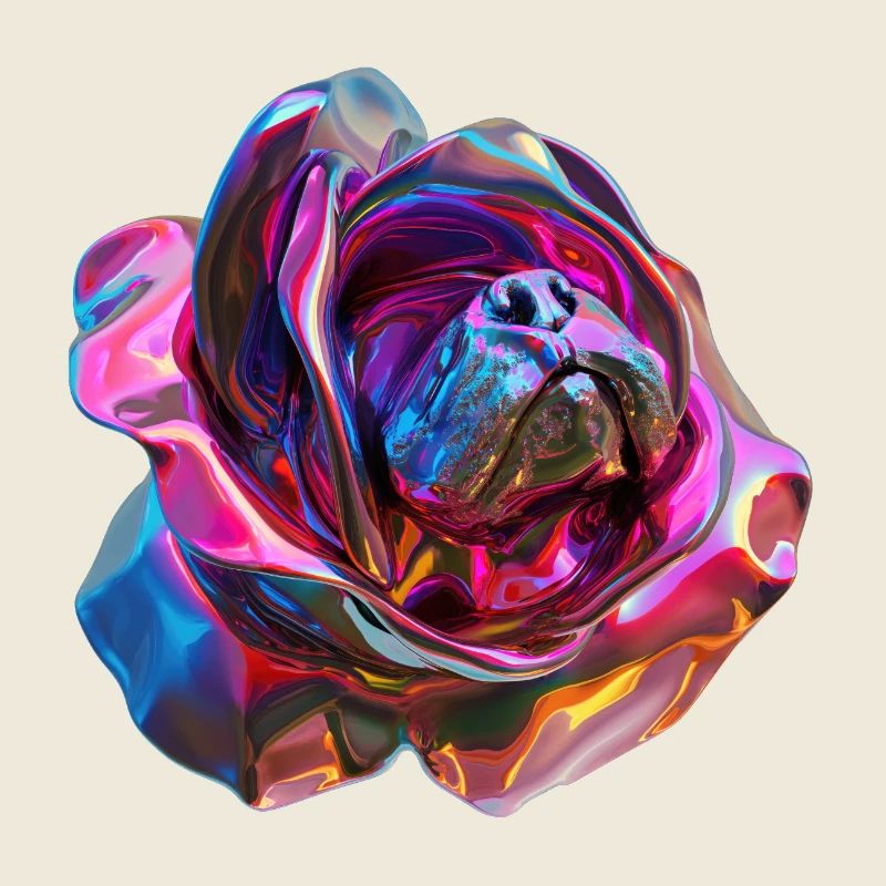 Hundeschnauze in einer Rose