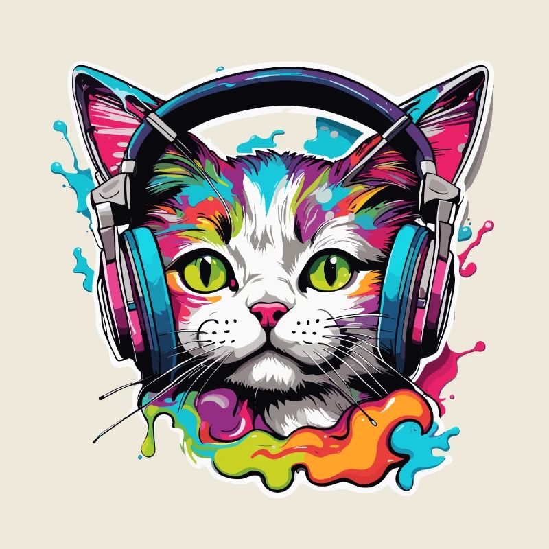 Kopfhörer / Audio / Musik / Tier / Katze / cool