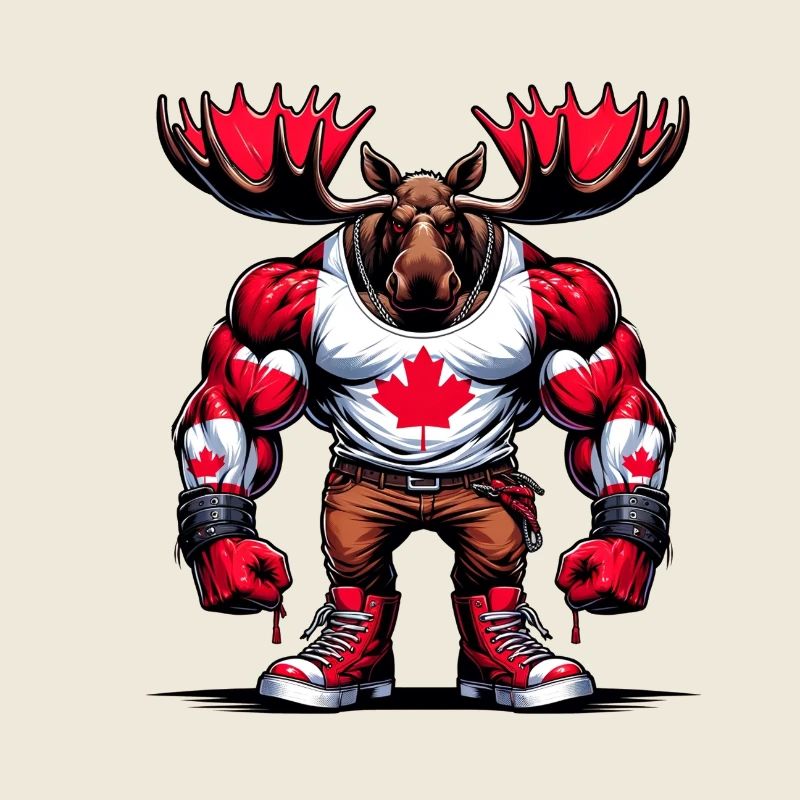 Wapiti du Canada avec drapeau national
