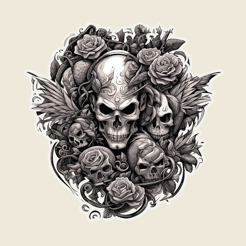 Crâne / crâne / squelette / gothique / tatouage