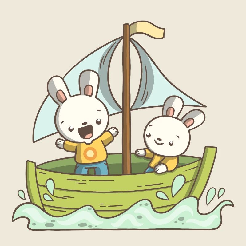 Zwei Hasen auf einem Boot