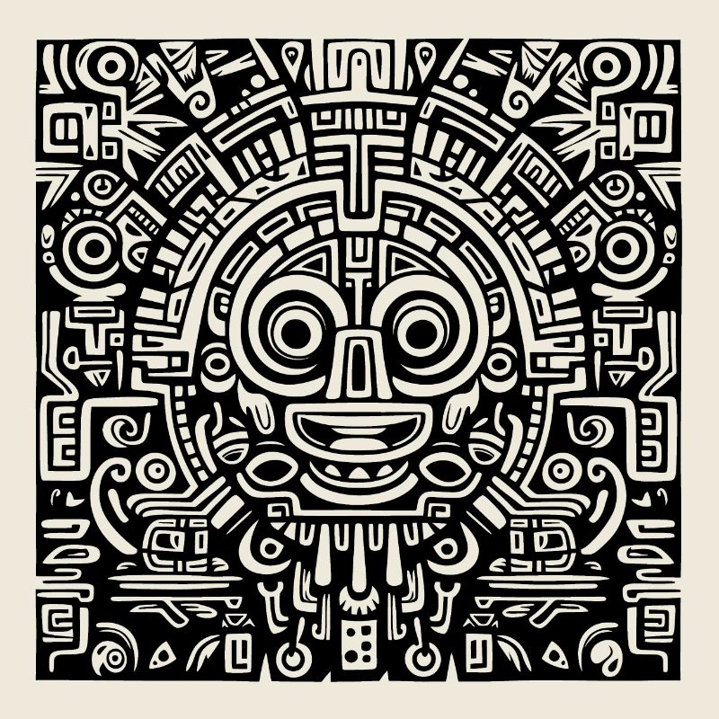 Inca, Aztec, Mayan pattern, artwork black