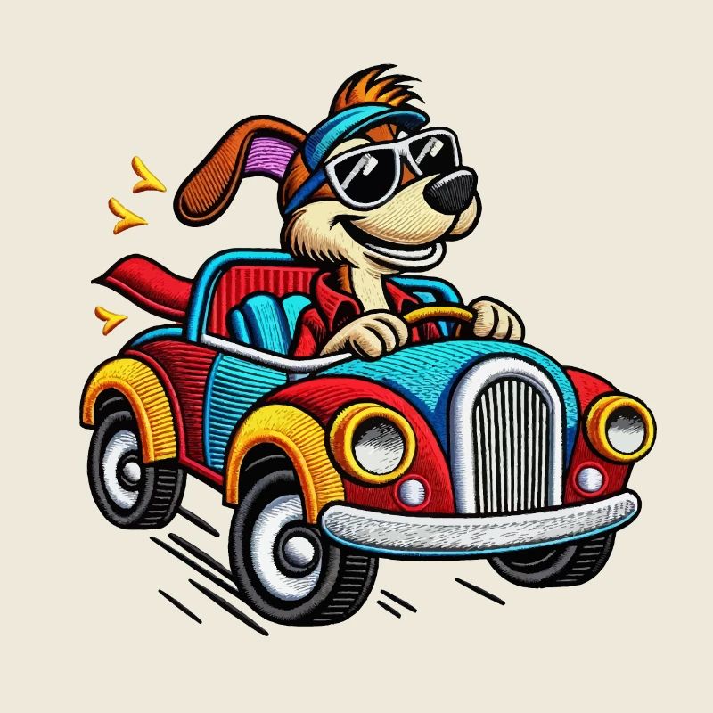 Chiot Rapide en Voiture Colorée Tee