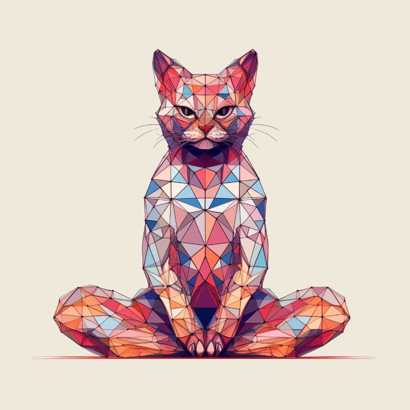 Multicolor Polygon Cat