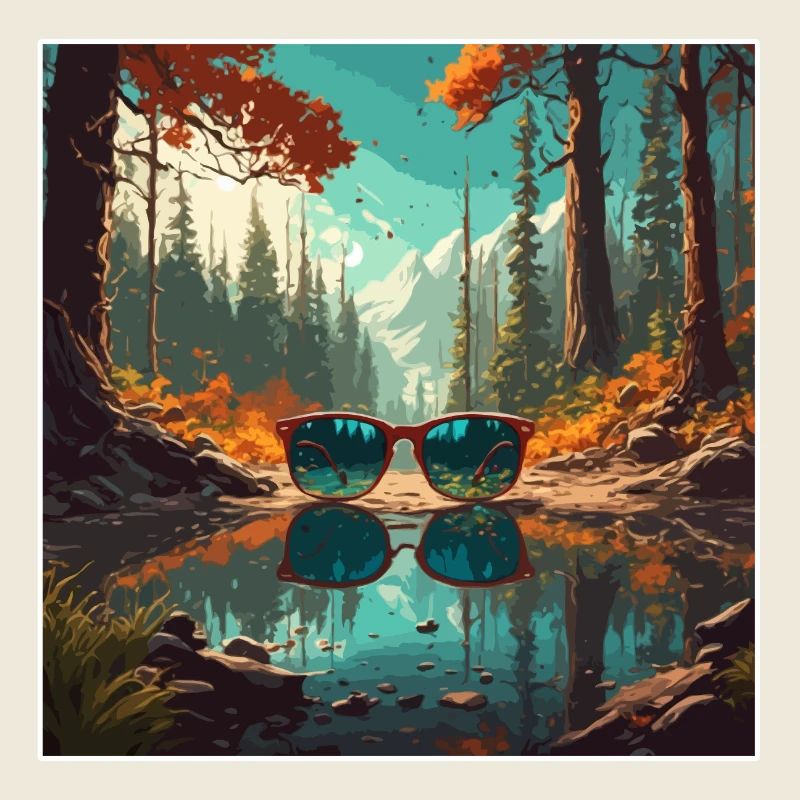 Sonnenbrille / Reflektion / Wald / Spiegelung