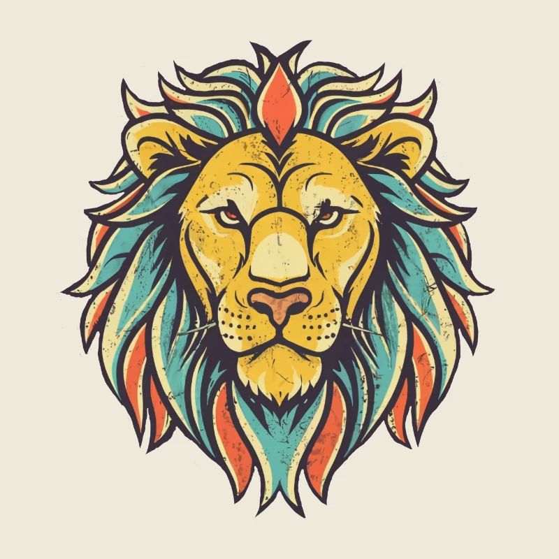Colorful Lion Head
