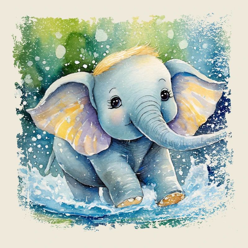 Mignon bébé éléphant jouant dans l’eau