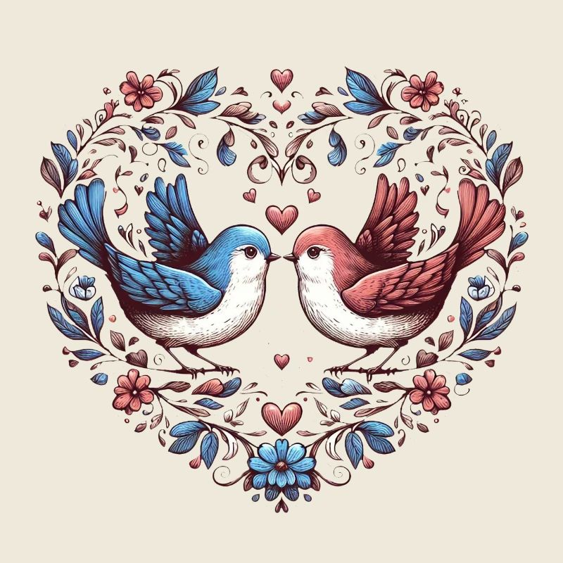 Cœur de colombe en couronne de fleurs