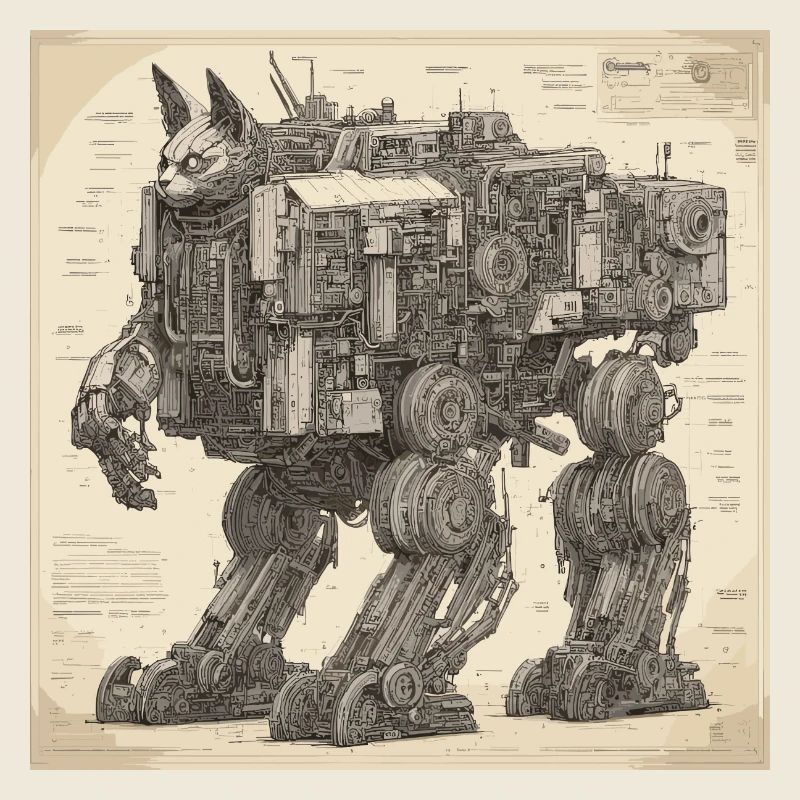 Blueprint / Sepia / Vintage / Retro / Robot