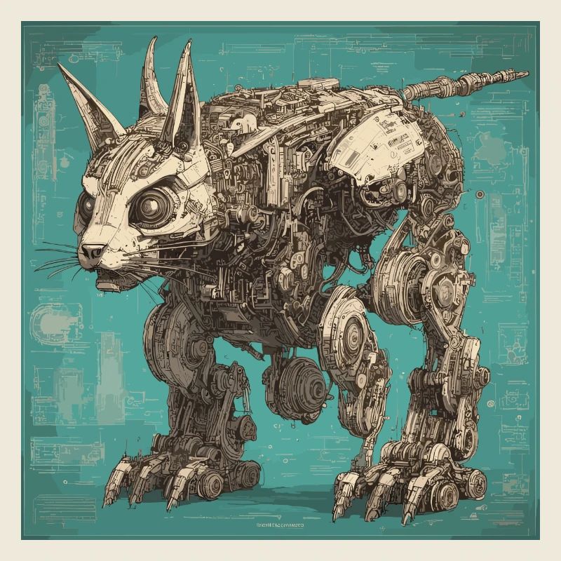 Bauplan / Sepia / Vintage / Retro / Roboter