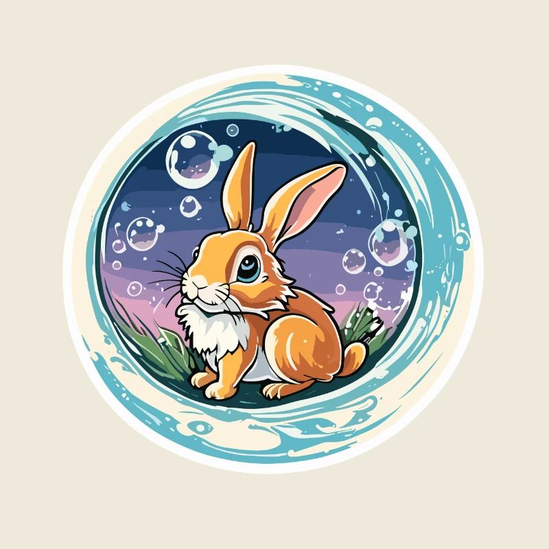 Animal dans la bulle de savon / enfantin / mignon / lapin