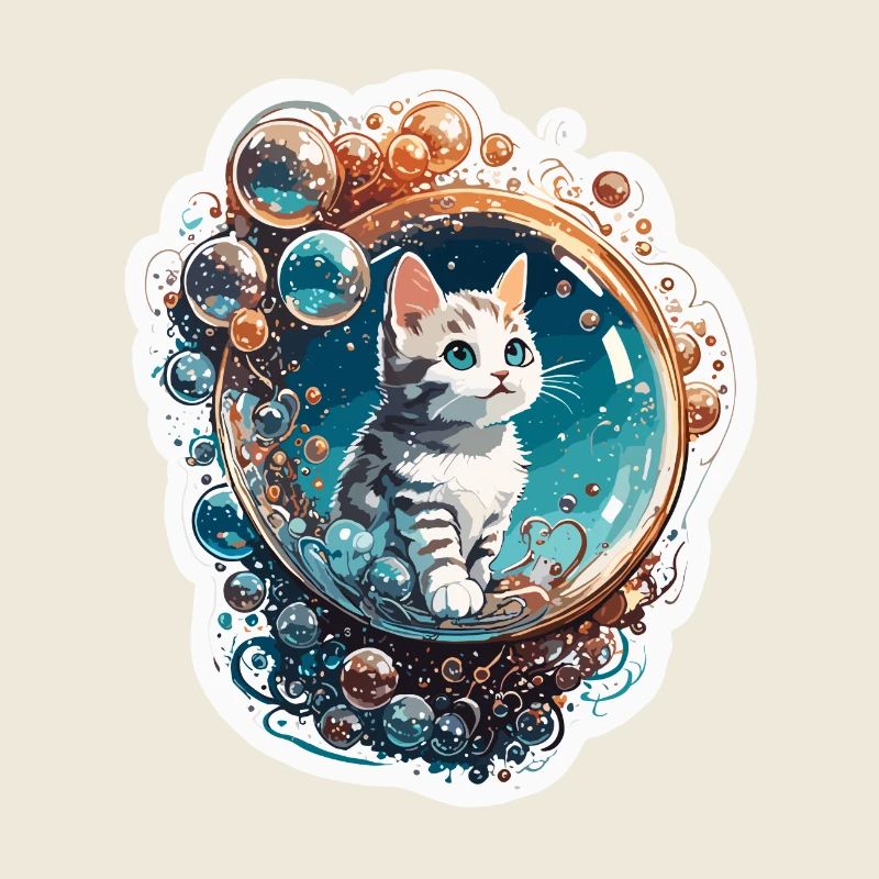 Animal dans bulle de savon / enfantin / mignon / chat