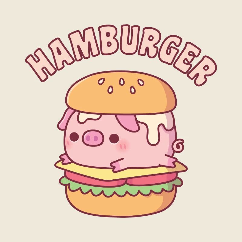 Mignon cochon hamburger jeu de mots drôle