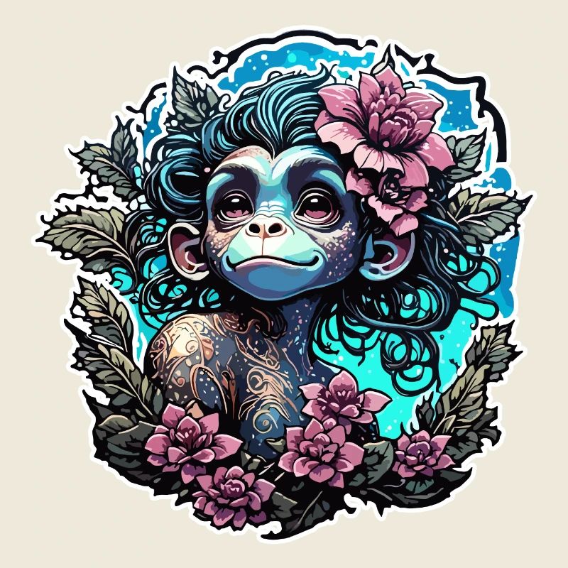 Süßer Affe / Affenmädchen / niedlich /Haarschleife