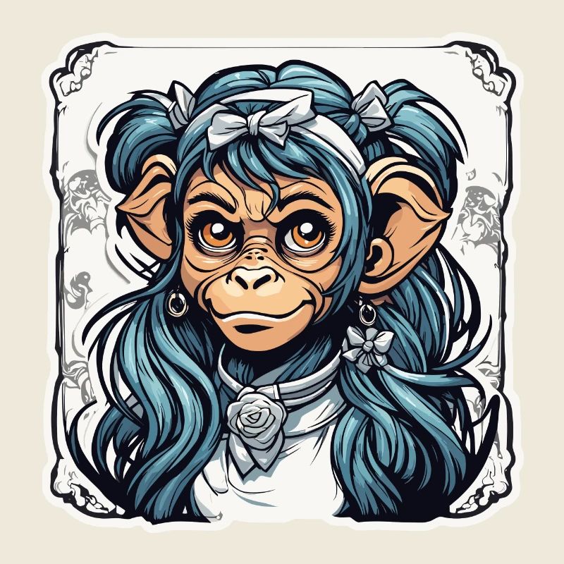 Süßer Affe / Affenmädchen / niedlich /Haarschleife