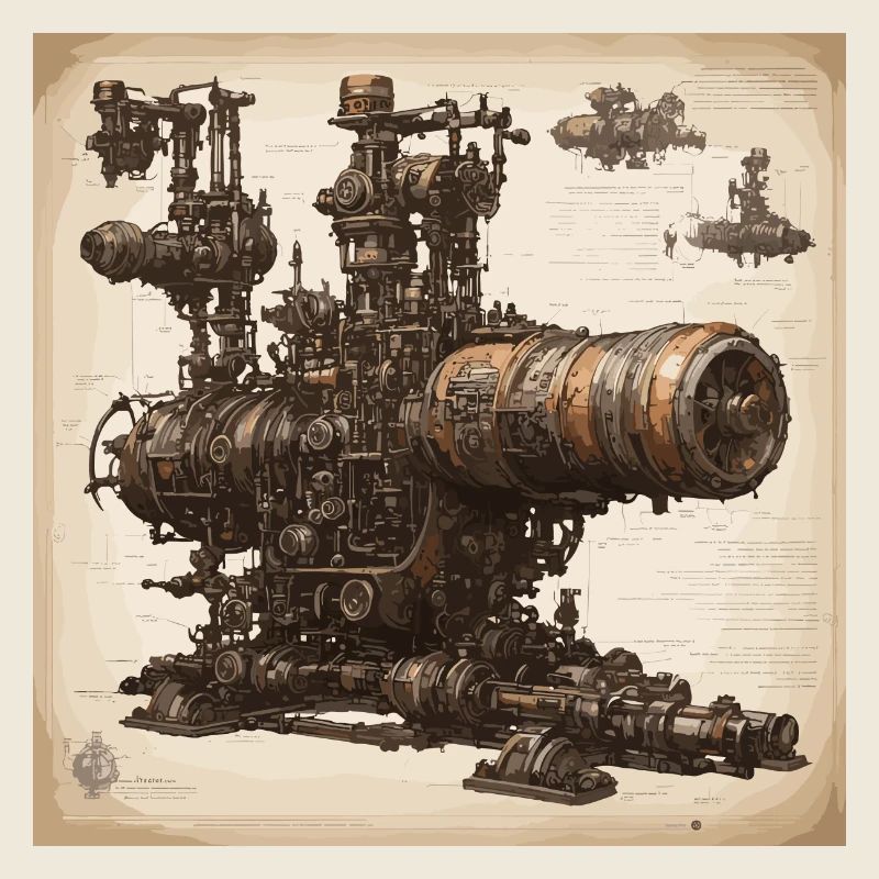 Blueprint / Sepia / Vintage / Retro / Machine