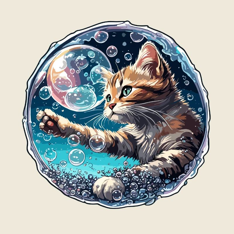 Animal dans bulle de savon / enfantin / mignon / chat