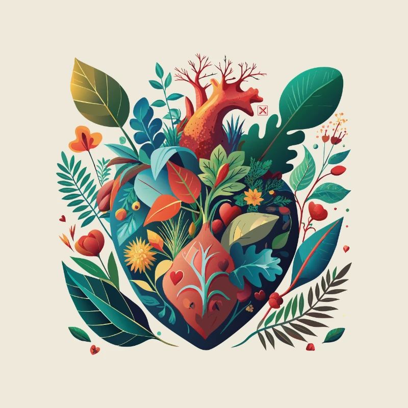 Rainbow Botanical Heart