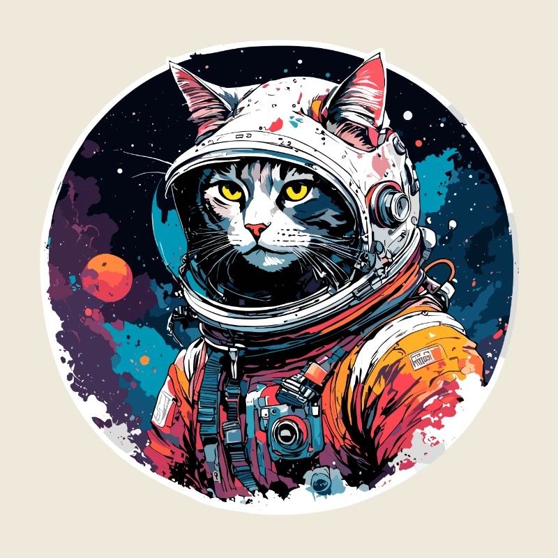 Astronaute / Espace / Animal / Chat / Vaisseau spatial