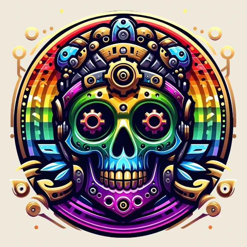 Metallic Rainbow Skull 2