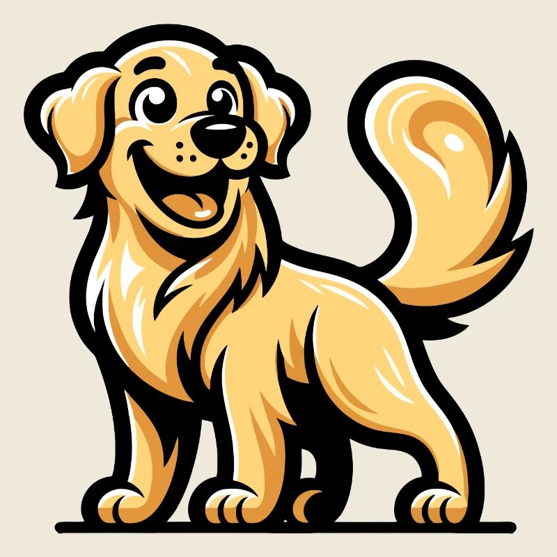 Ein Golden Retriever im Cartoon-Stil