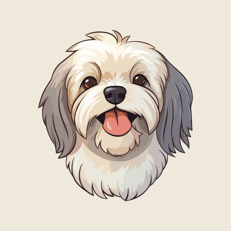 Lhassa Apso chien race aquarelle dessin animé kawaii cli