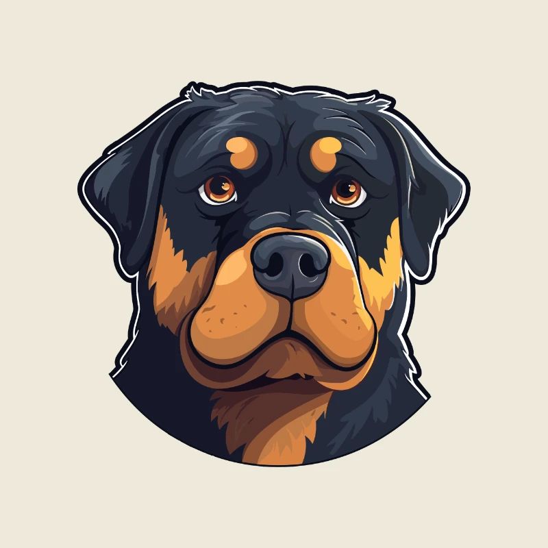 Rottweiler Dog Breed Watercolor Cartoon Kawaii Cli