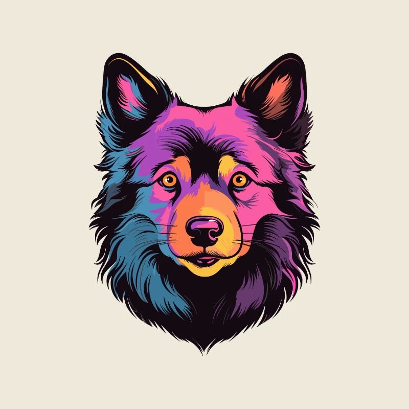 Schipperke Hunderasse Aquarell Karikatur Kawaii Col