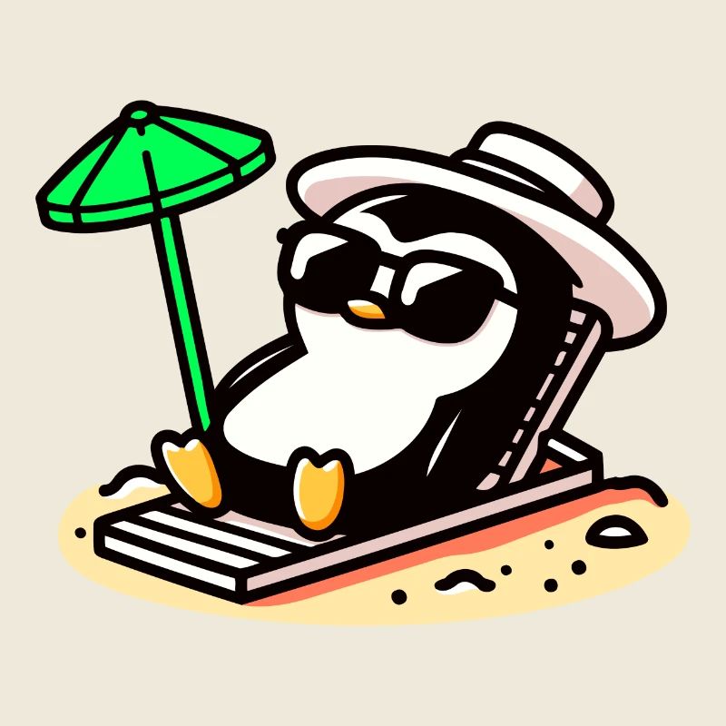 Sonnenbadender Pinguin: Strandtag Chill