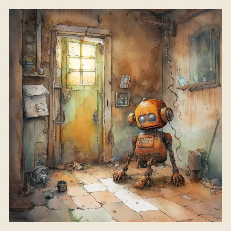 Alter rostiger verlassener Roboter 2