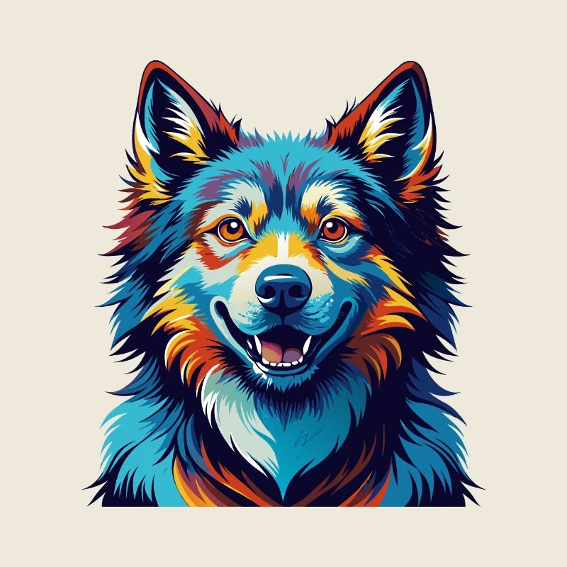 Finnish Spitz Dog Breed Colorful Cartoon Kawaii