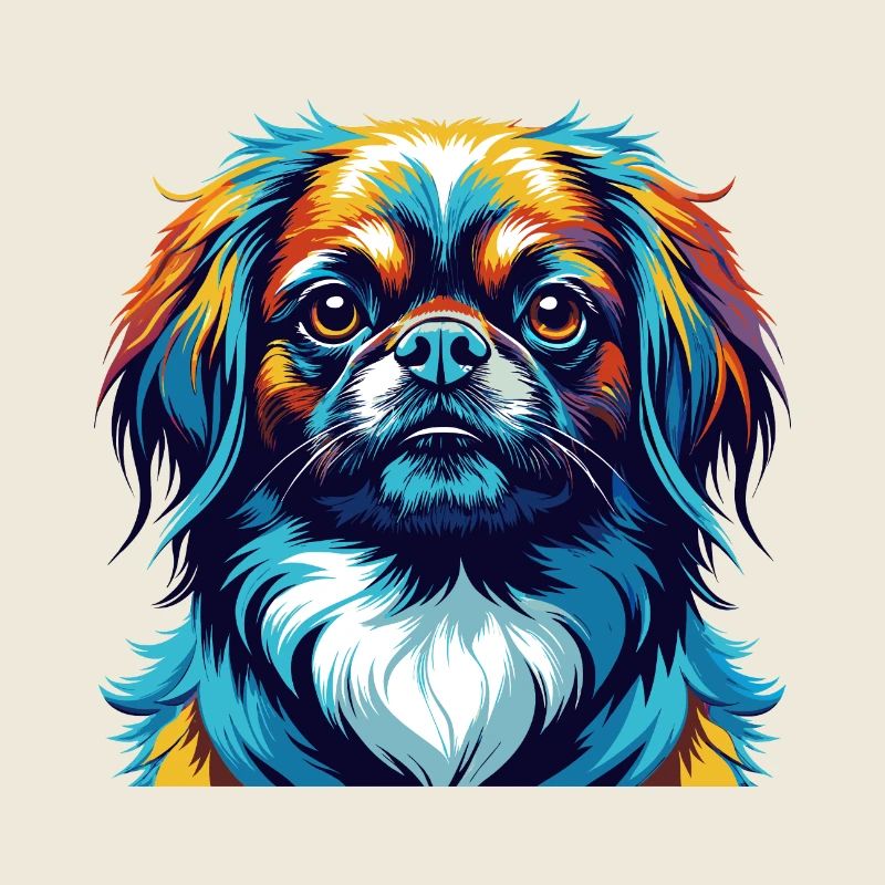 Race de chien pékinois Dessin animé coloré Kawaii