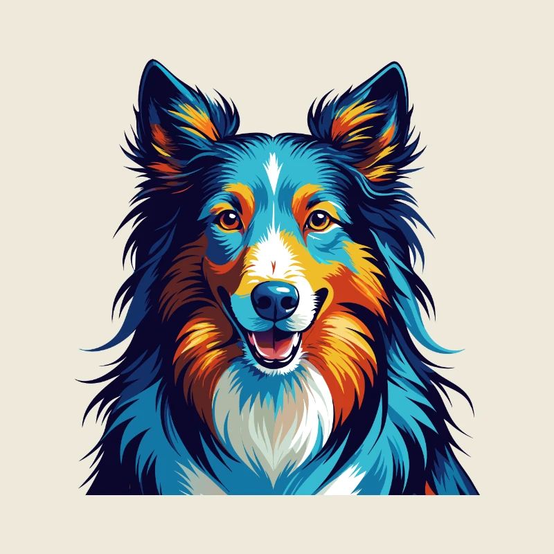 Scotch Collie Hunderasse Bunte Karikatur Kawaii
