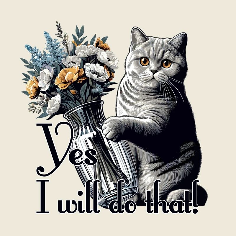 BKH Britisch Kurzhaar Katze Vase umkippen Geschenk