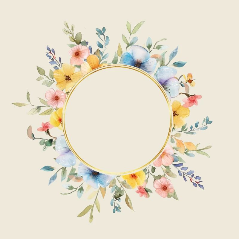 Floral circle, spring flowers, customizable