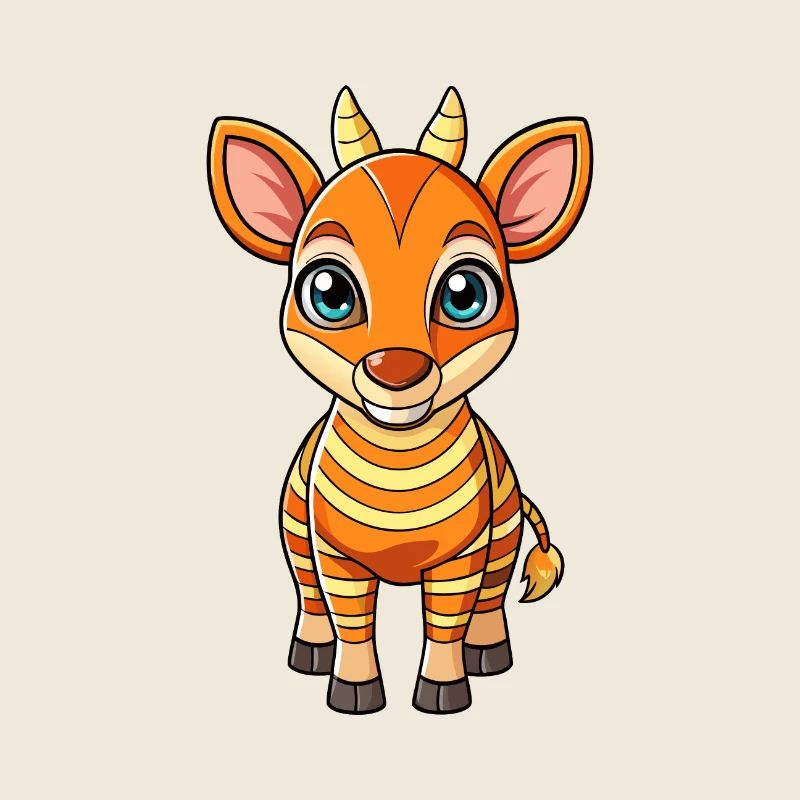 Okapi Cute Cartoon Character Kawaii Clipart